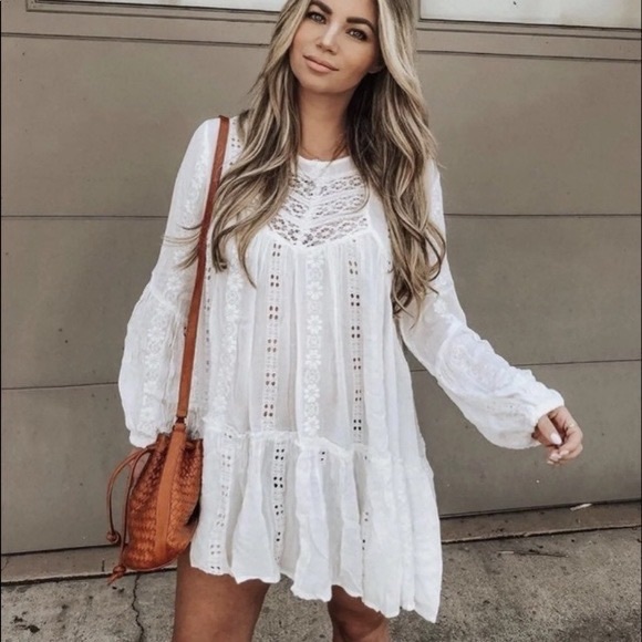 SOLD Free people kiss kiss white embroidered tunic - Picture 5 of 12